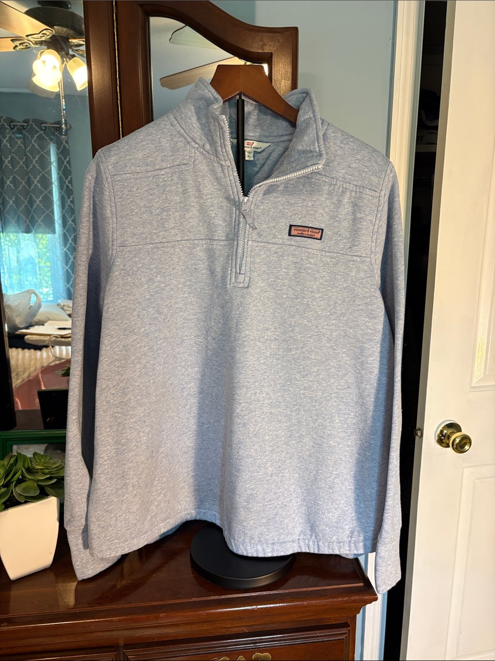 Vineyard Vines Womenβs Light Blue Sparkle Quarter-Zip Pullover